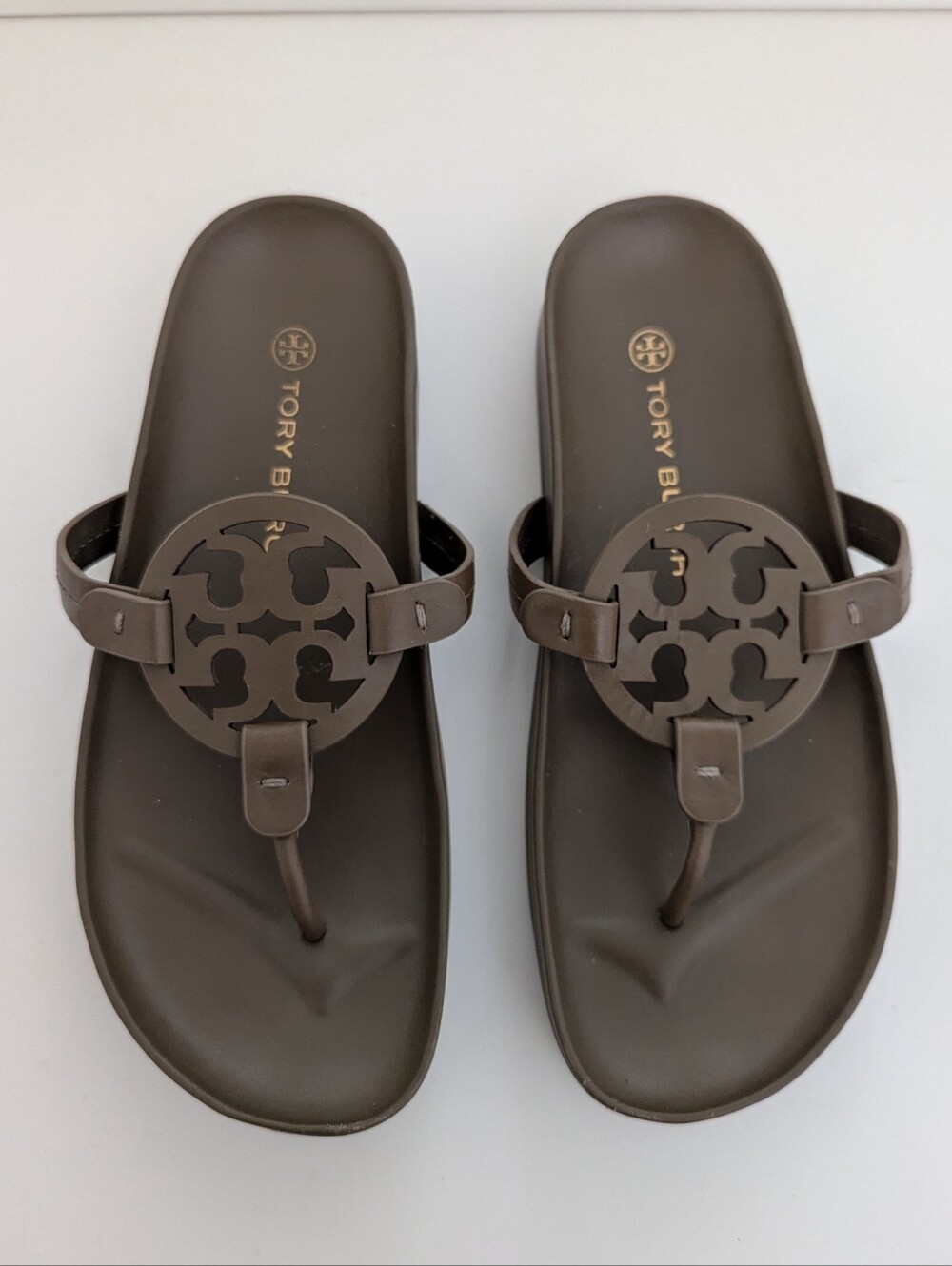 EUC! Tory Burch Miller Cloud Sandal In Light Brown Leather Size 8